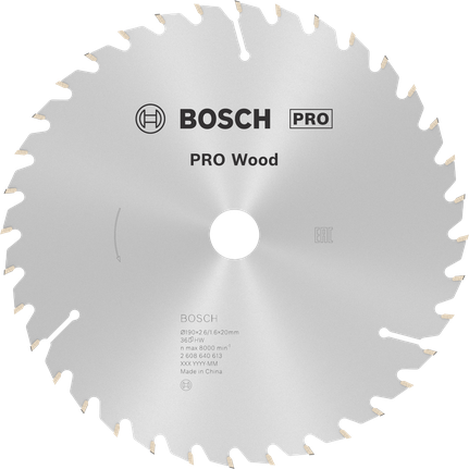 Пильный диск Bosch PRO для циркулярной пилы по дереву, 190 мм, 36 зубьев.