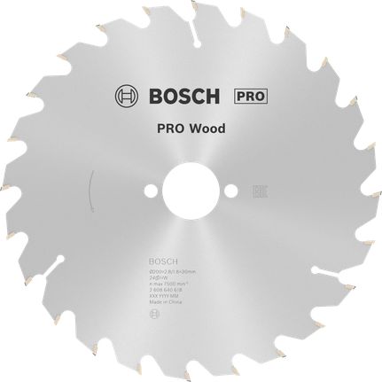 Пильный диск Bosch PRO для циркулярной пилы по дереву, 200 мм, T24, для чистых распилов.