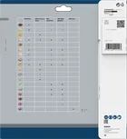 Упаковка пильного полотна для дисковой пилы Bosch PRO по дереву с таблицей совместимости материалов.
