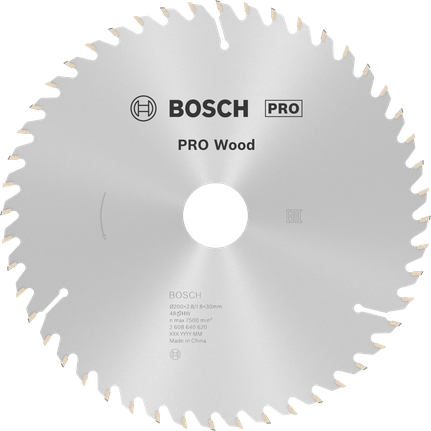 Пильный диск Bosch PRO Wood 200 мм T48 для циркулярной пилы по дереву.