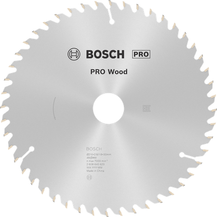 Пильный диск Bosch PRO для циркулярной пилы по дереву 210 мм T48 для чистых распилов.
