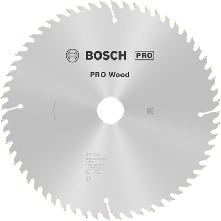 Пильный диск для циркулярной пилы Bosch PRO по дереву 250 мм, материал T60.