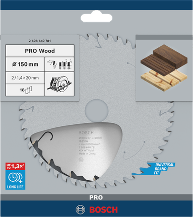 Пильный диск Bosch PRO Wood 150 мм для чистых распилов древесины.