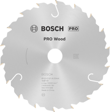 Пильный диск Bosch PRO для циркулярной пилы по дереву 150 x 20 мм для точной распиловки древесины.