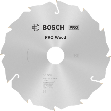 Пильный диск Bosch PRO для циркулярной пилы по дереву диаметром 190 мм обеспечивает чистый срез древесины.