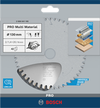 Пильный диск Bosch PRO Multi Material 130 мм для циркулярной пилы, предназначенный для работы с различными материалами.