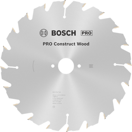 Пильный диск для циркулярной пилы Bosch PRO Construct по дереву, 250 мм.