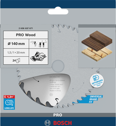 Пильный диск для аккумуляторной циркулярной пилы Bosch PRO Wood 140 мм T24.