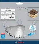 Пильный диск Bosch PRO Wood для аккумуляторной циркулярной пилы диаметром 165 мм обеспечивает чистую распиловку древесины.
