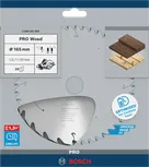 Пильный диск Bosch PRO Wood для аккумуляторной циркулярной пилы диаметром 165 мм обеспечивает чистый распил древесины.