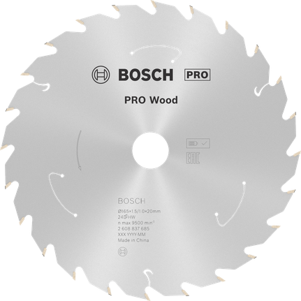Пильный диск для аккумуляторной циркулярной пилы Bosch PRO Wood 165 мм T24.