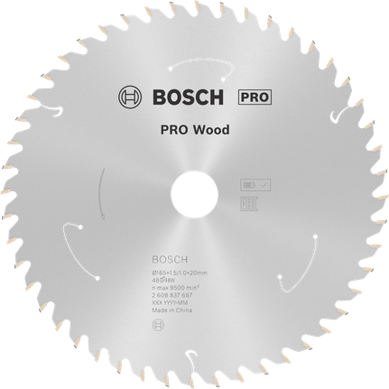 Пильный диск для аккумуляторной циркулярной пилы Bosch PRO Wood 165 мм T48.