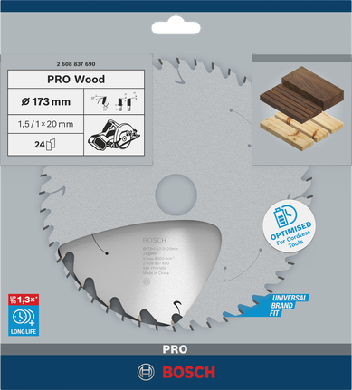 Пильный диск для аккумуляторной циркулярной пилы Bosch PRO Wood 173 мм T24.