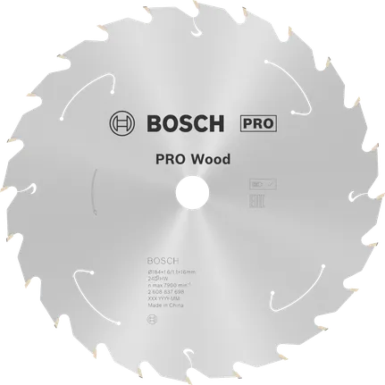 Пильный диск для аккумуляторной циркулярной пилы Bosch PRO Wood, диаметр 184 мм.