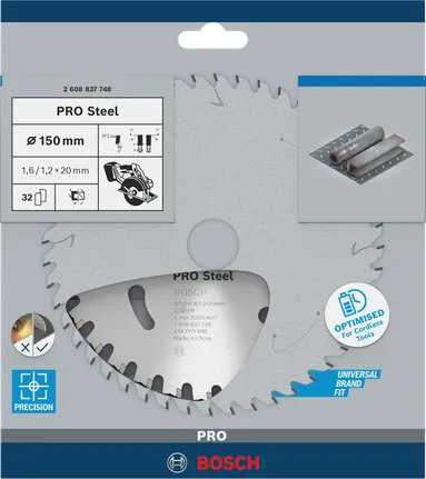 Пильный диск Bosch PRO Steel для аккумуляторной циркулярной пилы по металлу, диаметр 150 мм.