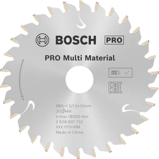 Пильный диск Bosch PRO Multi Material для аккумуляторной циркулярной пилы, 85 мм.