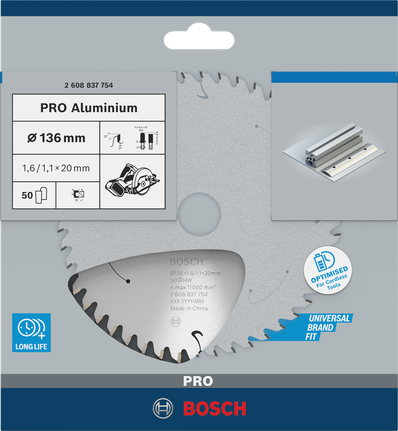 Пильный диск Bosch PRO из алюминия для аккумуляторной циркулярной пилы, 136 мм.