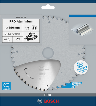 Пильный диск Bosch PRO из алюминия, 190 мм, для аккумуляторных инструментов.