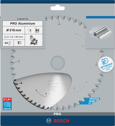 Пильный диск Bosch PRO из алюминия для беспроводной циркулярной пилы, 216 мм.