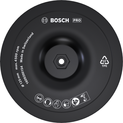 Опорная подушка Bosch PRO 125 мм с поверхностью на липучке.