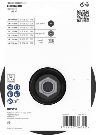 Опорная подушка Bosch PRO 125 мм, резьба M14, застежка-липучка.