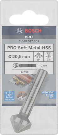 Зенкерное сверло Bosch PRO Soft Metal HSS 20,5 мм для прецизионного сверления.