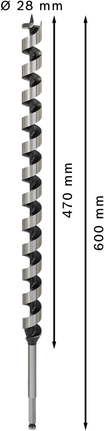 Сверло Bosch PRO Wood Auger Bit 28x470x600 мм для глубокого сверления.