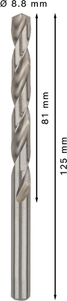 Сверло Bosch PRO Metal HSS-G, диаметр 8,8 мм, длина 125 мм.