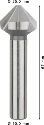 Зенкерное сверло Bosch PRO из быстрорежущей стали (HSS) для мягких металлов, 25 x 67 мм.