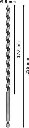 Сверло Bosch PRO Wood Auger Bit 8x170x235 мм для точного сверления.