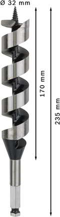 Сверло Bosch PRO Wood Auger Bit 32 мм для глубокого сверления древесины.