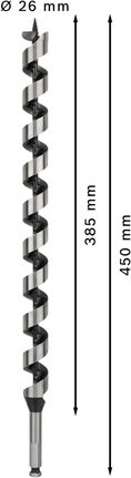 Сверло Bosch PRO Wood Auger Bit 26 мм для глубокого сверления древесины.