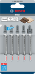 Пильные полотна Bosch PRO Hardwood Clean Curve T101AOF для лобзика, комплект из 5 штук.