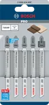 Комплект из 5 пильных полотен для лобзика Bosch PRO Hardwood clean T101AIF.
