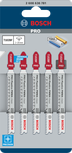 Пильные полотна Bosch PRO Plastics PMMA clean T102BF для лобзика, комплект из 5 штук.