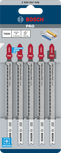 Пильные полотна Bosch PRO Plastics PVC clean T302H для лобзика, комплект из 5 штук.