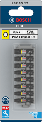 Набор ударных бит Bosch PRO Torx, 8 шт.