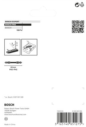 Двусторонняя ударная бита Bosch PRO PH2 65 мм, 8 шт.