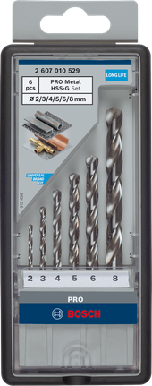 Набор сверл Bosch PRO Metal HSS-G, 6 штук.