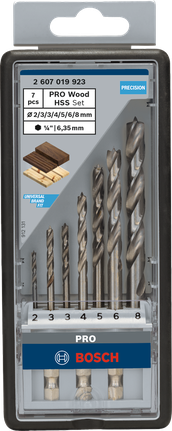Набор сверл Bosch PRO Wood HSS с центрирующим наконечником, 7 шт.