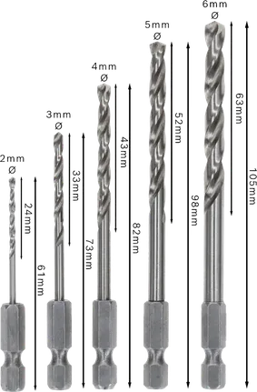 Набор шестигранных сверл Bosch PRO Metal HSS-G, 5 размеров.