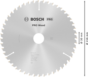 Пильный диск для циркулярной пилы Bosch PRO по дереву 216 мм T48.