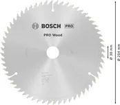 Пильный диск Bosch PRO Wood 254 мм T60 для точной распиловки древесины.