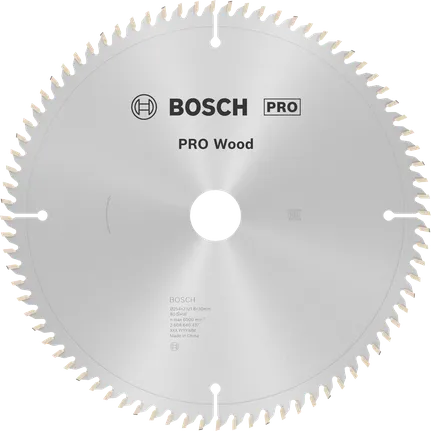 Пильный диск Bosch PRO Wood Circular Saw 254 мм T80 для тонкой распиловки древесины.