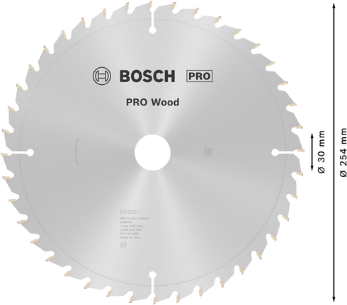 Пильный диск Bosch PRO для циркулярной пилы по дереву диаметром 254 мм предназначен для тонкой распиловки древесины.