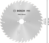 Пильный диск Bosch PRO для циркулярной пилы по дереву диаметром 254 мм для точной распиловки древесины.