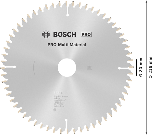 Пильный диск Bosch PRO для работы с различными материалами, 216 мм.