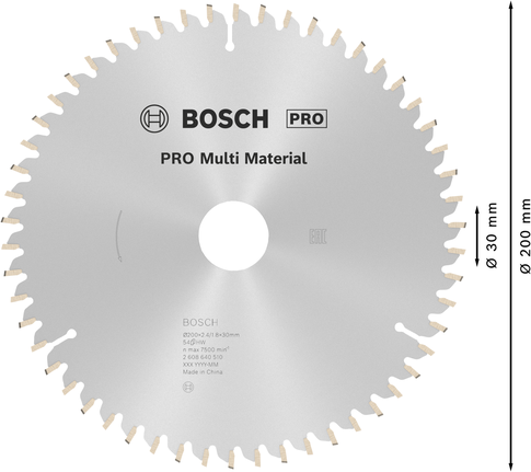 Пильный диск Bosch PRO Multi Material, диаметр 200 мм.