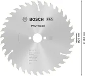 Пильный диск Bosch PRO для циркулярной пилы по дереву, 160 мм, для распиловки древесины.