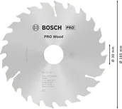 Пильный диск Bosch PRO Wood Circular Saw 165 мм T24 для распиловки древесины.